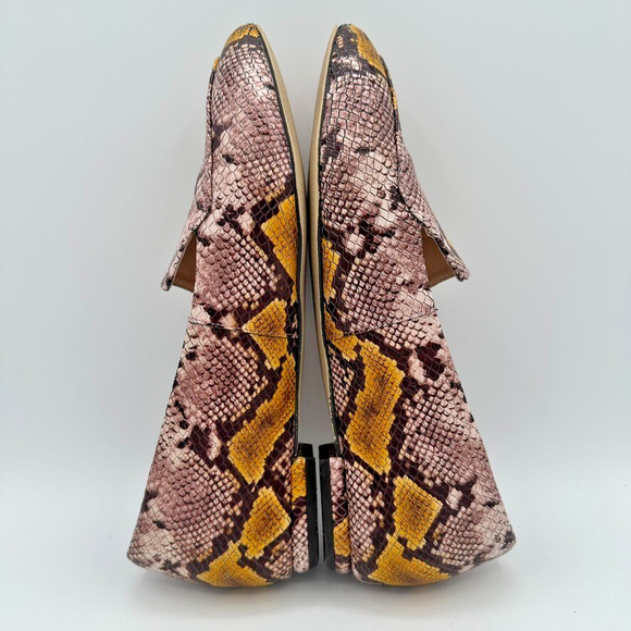 Frankie4 Faye Mustard Python Loafers Womens 8 Leather Prep Quiet Luxury Capsule - Picture 8 of 12